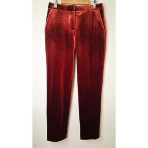 Topshop Velvet Pants Women's Size 2 Burgundy Highrise Skinny Ankle Pants